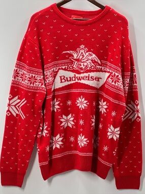 272 Budweiser Men's Red Holiday Knit Sweater XXL